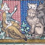 Adam benennt die Tiere - Sankt Petersburg Bestiarium, 14. Jh.