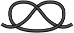 Kleeblattknoten mit offenen Enden (zu: Knotentheorie von Jacques Lacan)